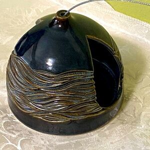 Gorgeous handmade pottery hanging birdfeeder  (j)